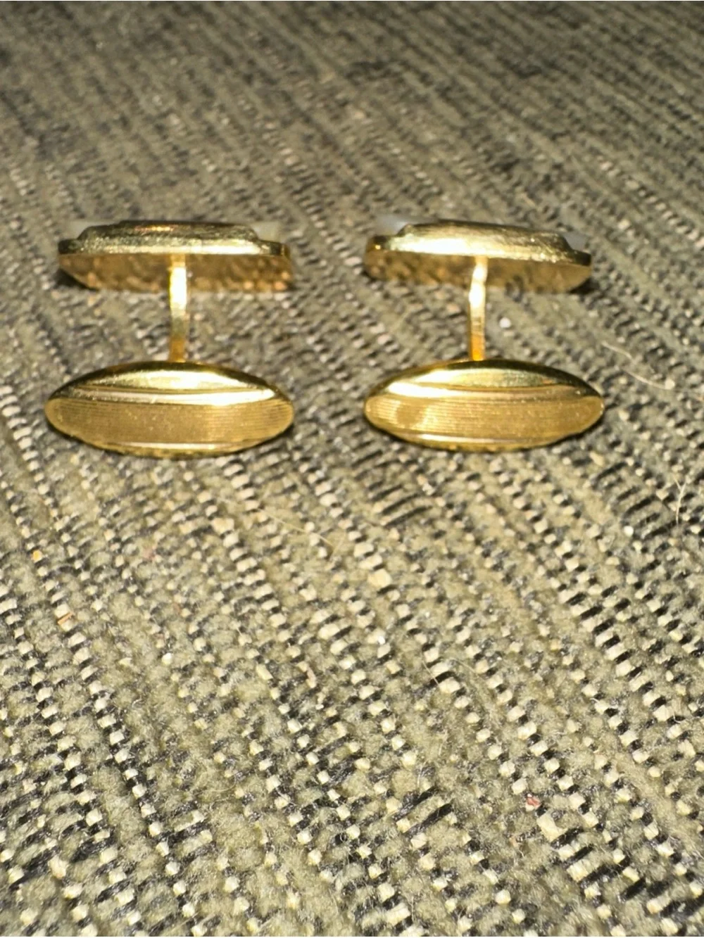 Vintage inlaid gold-toned rectangular cufflinks